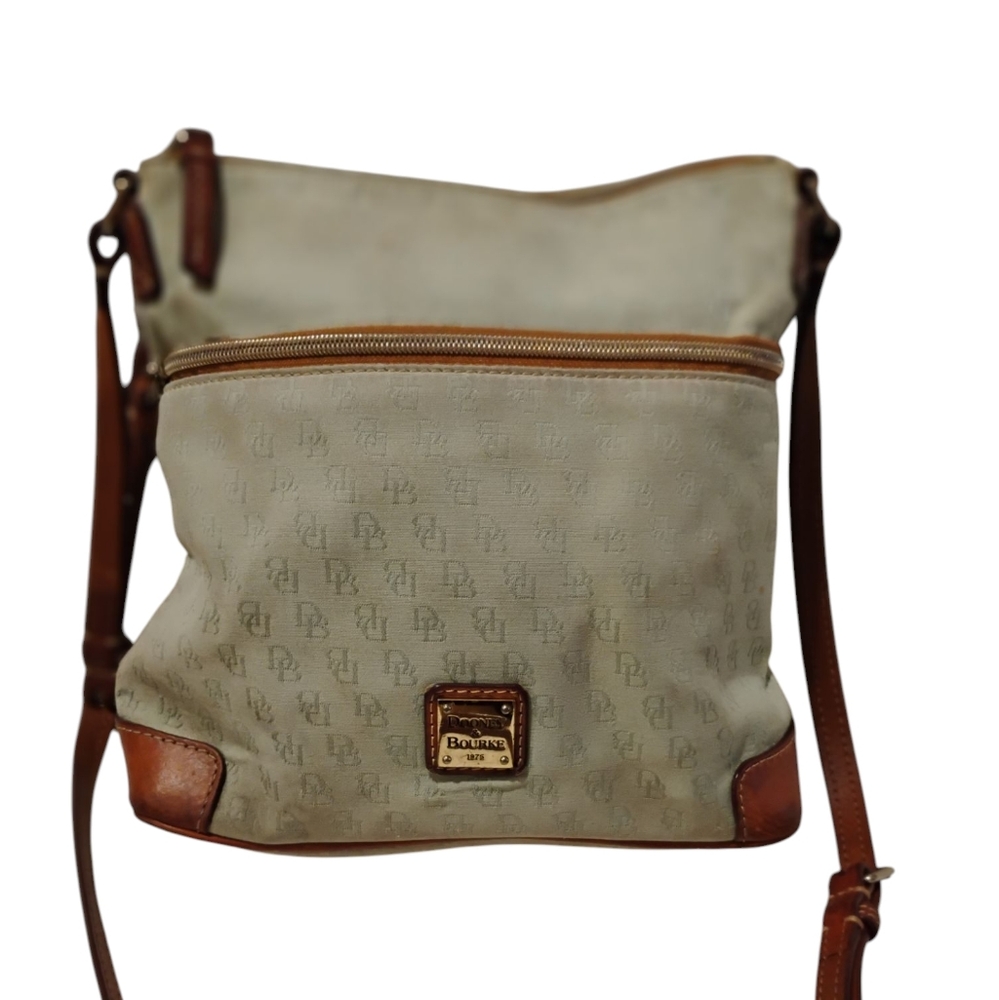 Authentic Pre-owned Dooney‎ & Bourke Cream Green and Brown Crossbody Bag